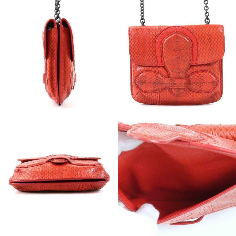 Bottega Veneta leather bag red shoulder python crossbody